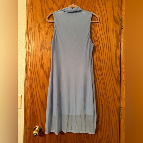 Bar III Blue Mesh Mini Dress - Size L - Picture 3 of 11
